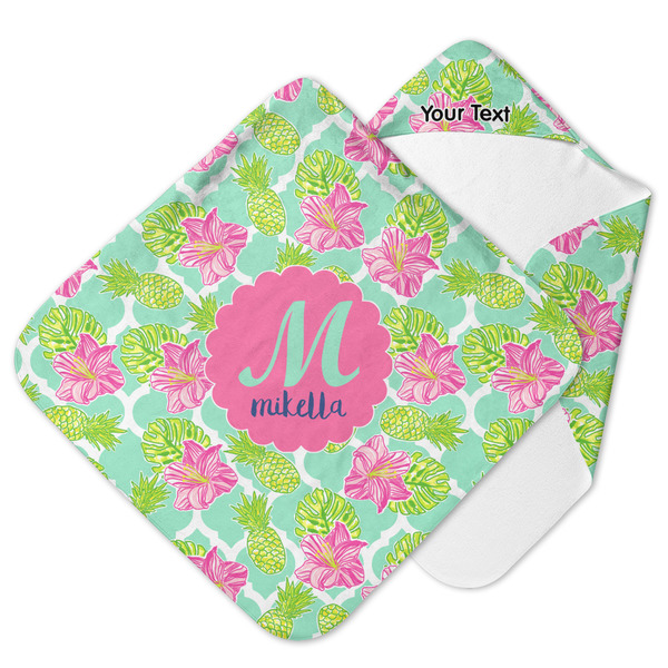 Custom Preppy Hibiscus Hooded Baby Towel (Personalized)