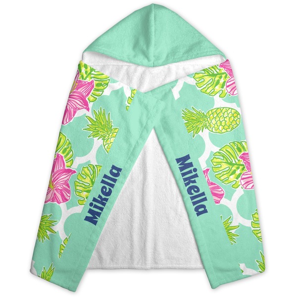 Preppy Hibiscus Hooded Towel - Folded