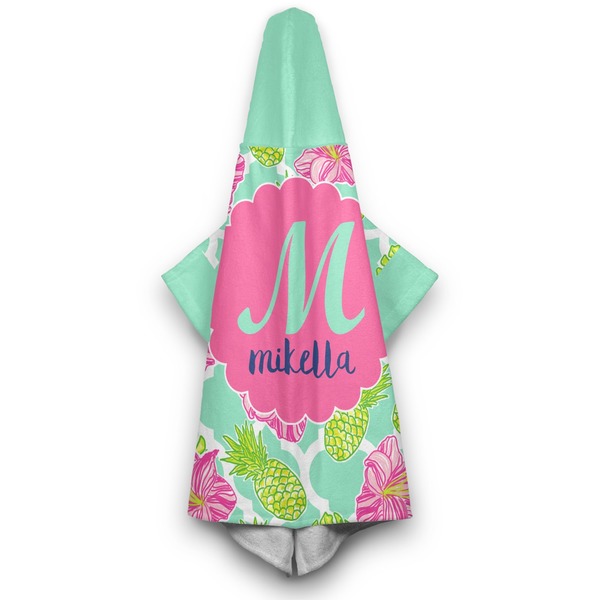 Preppy Hibiscus Hooded Towel - Hanging