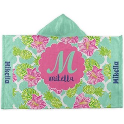 Preppy Hibiscus Kids Hooded Towel (Personalized)