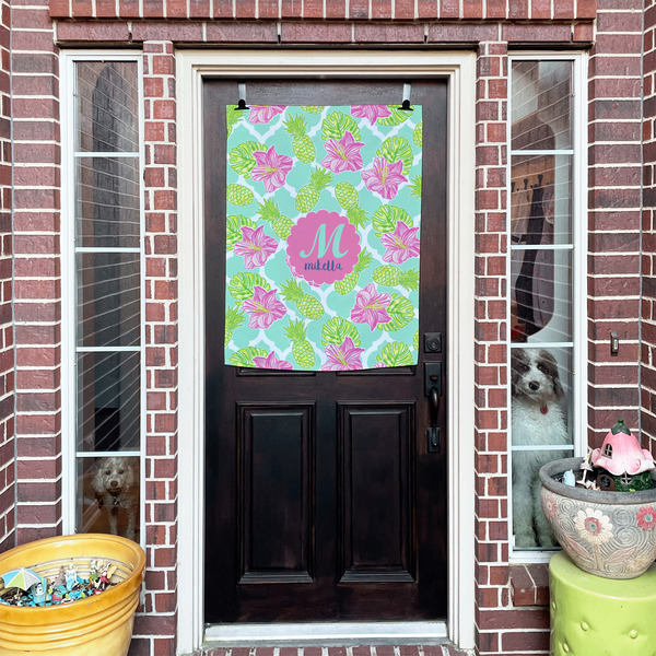 Preppy Hibiscus House Flags - Double Sided - (Over the door) LIFESTYLE