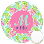 Preppy Hibiscus Printed Cookie Topper - 3.25" (Personalized)