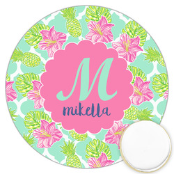 Preppy Hibiscus Printed Cookie Topper - 3.25" (Personalized)