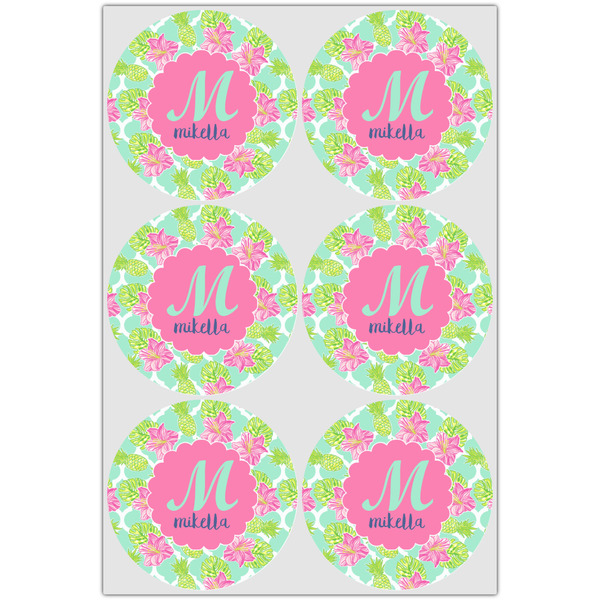 Preppy Hibiscus Icing Circle - Large - Set of 6