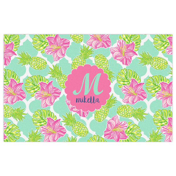 Preppy Hibiscus Indoor / Outdoor Rug - 5'x8' - Front Flat