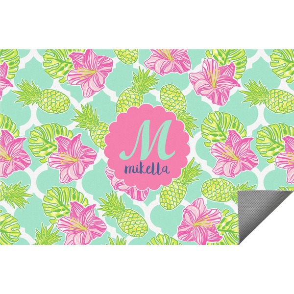Custom Preppy Hibiscus Indoor / Outdoor Rug - 3'x5' (Personalized)