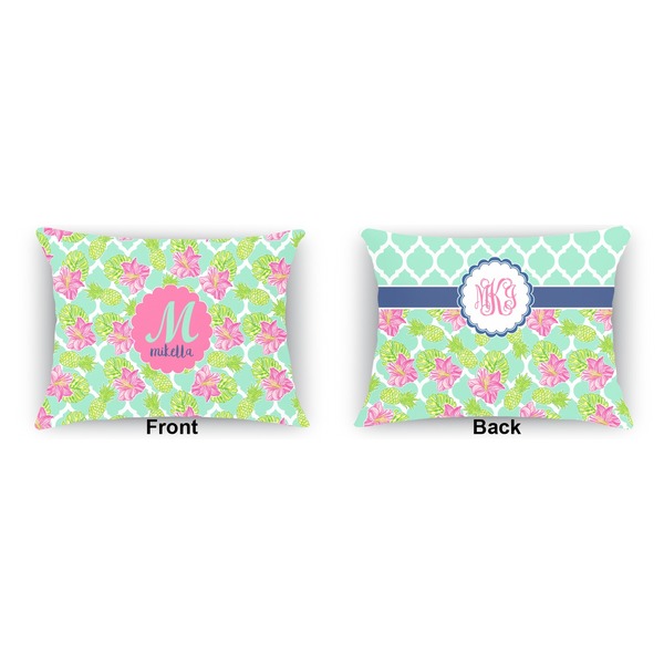 Preppy Hibiscus Indoor Rectangular Burlap Pillow (Front and Back)