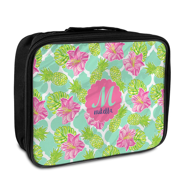 Custom Preppy Hibiscus Insulated Lunch Bag (Personalized)