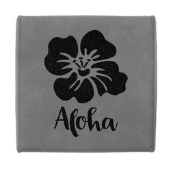 Preppy Hibiscus Jewelry Gift Box - Engraved Leather Lid (Personalized)