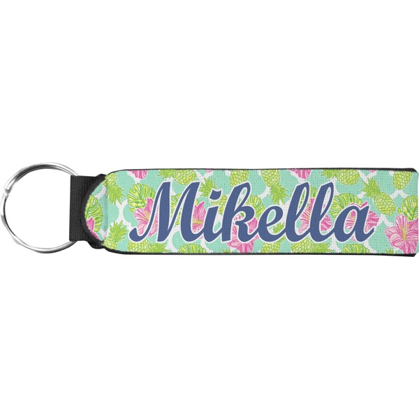 Custom Preppy Hibiscus Neoprene Keychain Fob (Personalized)