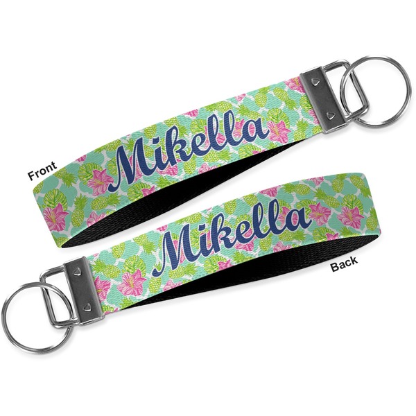 Preppy Hibiscus Key-chain - Metal and Nylon - Front and Back