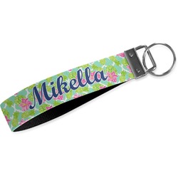 Preppy Hibiscus Webbing Keychain Fob - Small (Personalized)