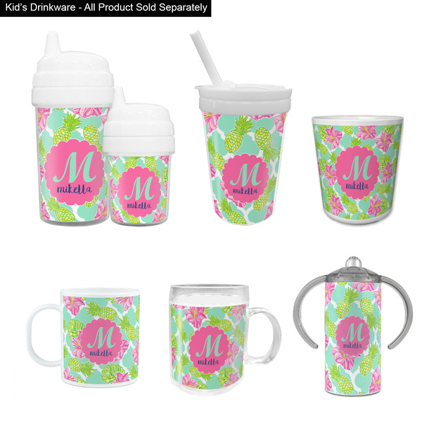 Preppy Hibiscus Kid's Drinkware - Customized & Personalized