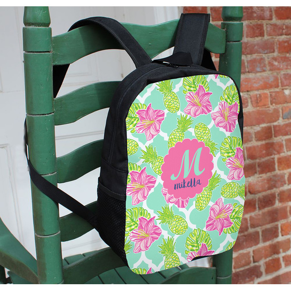 Preppy Hibiscus Kids Backpack - In Context