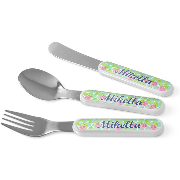 Custom Preppy Hibiscus Kid's Flatware (Personalized)