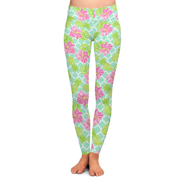 Custom Preppy Hibiscus Ladies Leggings - Extra Large