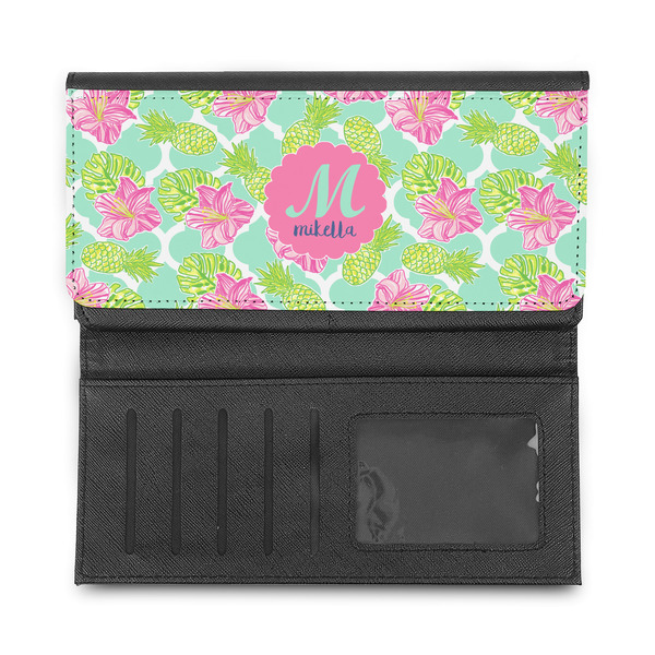 Preppy Hibiscus Ladies Wallet - Half Way Open