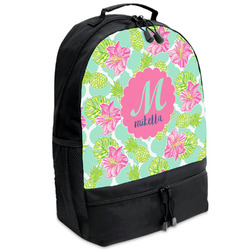 Preppy Hibiscus Backpacks - Black (Personalized)