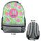 Preppy Hibiscus Large Backpack - Gray - Front & Back View