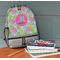 Preppy Hibiscus Large Backpack - Gray - On Desk