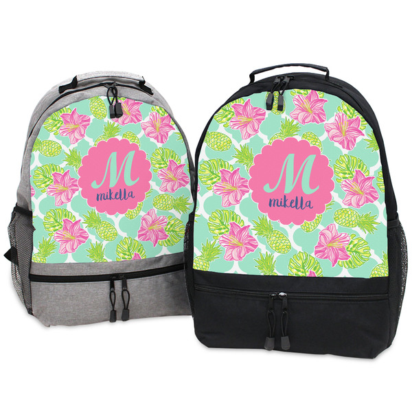 Preppy Hibiscus Large Backpacks - Both