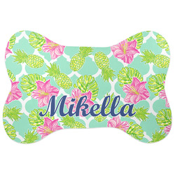 Preppy Hibiscus Bone Shaped Dog Food Mat (Personalized)