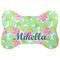 Preppy Hibiscus Bone Shaped Dog Food Mat (Large) (Personalized)