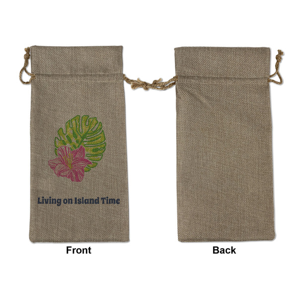 Preppy Hibiscus Large Burlap Gift Bags - Front Approval