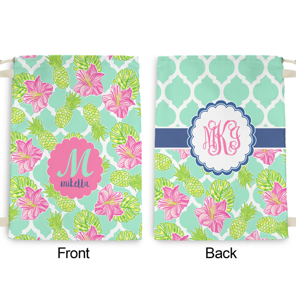 Preppy Hibiscus Large Laundry Bag - Front & Back View