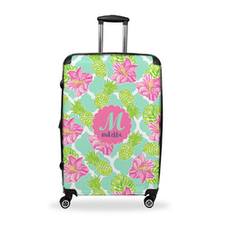 Preppy Hibiscus Suitcase - 28" Large - Checked w/ Name and Initial