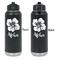 Preppy Hibiscus Laser Engraved Water Bottles - Front & Back Engraving - Front & Back View