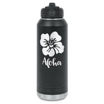 Preppy Hibiscus Water Bottle - Laser Engraved - Front (Personalized)