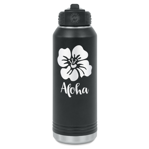 Custom Preppy Hibiscus Water Bottle - Laser Engraved - Front (Personalized)