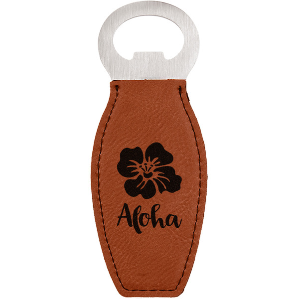 Custom Preppy Hibiscus Leatherette Bottle Opener - Double Sided (Personalized)