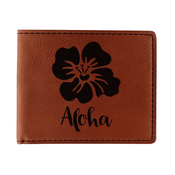 Custom Preppy Hibiscus Leatherette Bifold Wallet - Single Sided (Personalized)