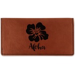 Preppy Hibiscus Leatherette Checkbook Holder - Double Sided (Personalized)