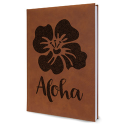 Preppy Hibiscus Leather Sketchbook - Large - Single Sided (Personalized)