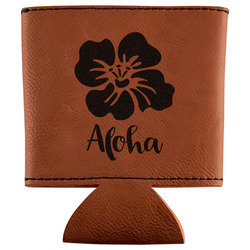 Preppy Hibiscus Leatherette Can Sleeve (Personalized)