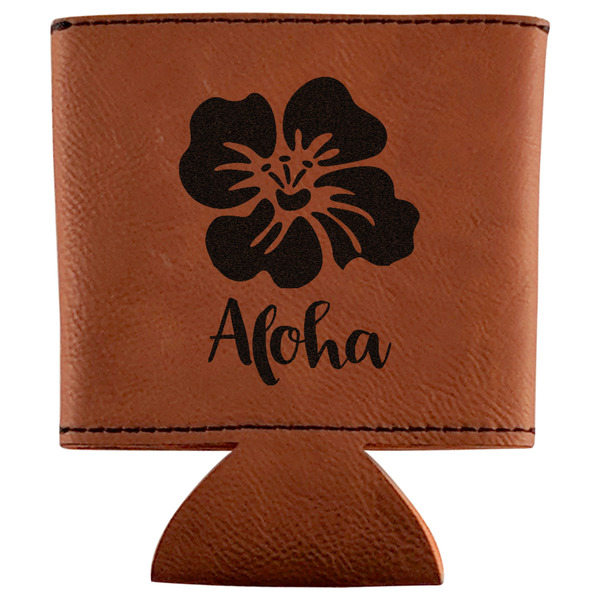Custom Preppy Hibiscus Leatherette Can Sleeve (Personalized)