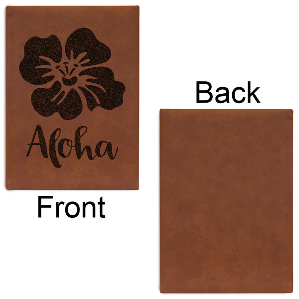 Preppy Hibiscus Leatherette Journal - Large - Single Sided - Front & Back View