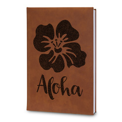 Preppy Hibiscus Leatherette Journal - Large - Double Sided (Personalized)