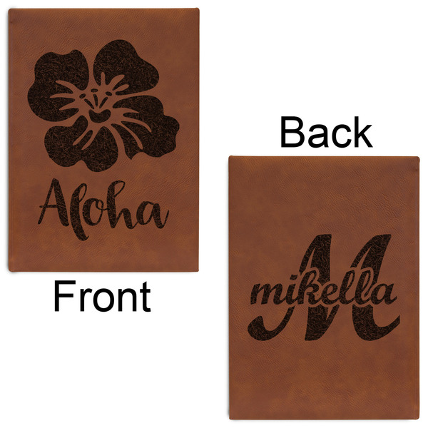 Preppy Hibiscus Leatherette Journals - Large - Double Sided - Front & Back View