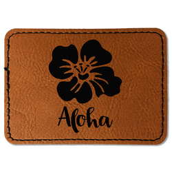 Preppy Hibiscus Faux Leather Iron On Patch - Rectangle (Personalized)