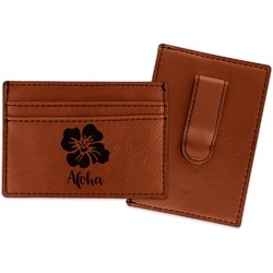 Preppy Hibiscus Leatherette Wallet with Money Clip (Personalized)