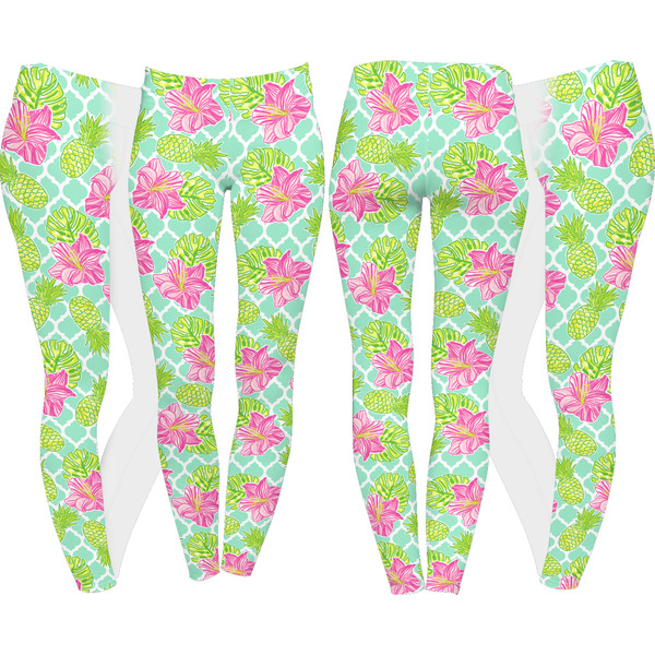 Preppy Hibiscus Leggings Turn Around - Apvl