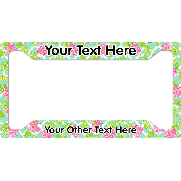 Custom Preppy Hibiscus License Plate Frame - Style A (Personalized)