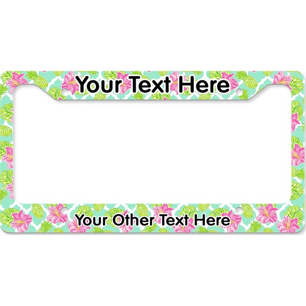 Custom Preppy Hibiscus License Plate Frame - Style B (Personalized)