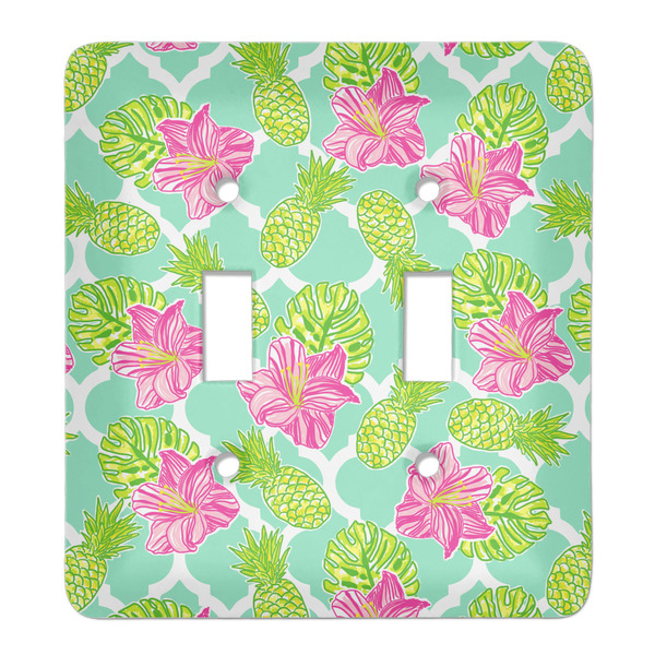 Custom Preppy Hibiscus Light Switch Cover (2 Toggle Plate)