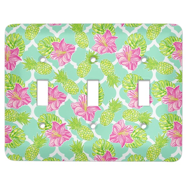 Custom Preppy Hibiscus Light Switch Cover (3 Toggle Plate)