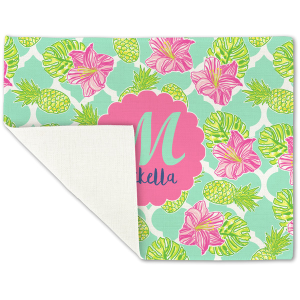 Preppy Hibiscus Linen Placemat - Folded Corner (single side)